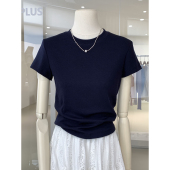 T恤小个子上衣 正肩圆领短袖 春夏精选柔软莫代尔棉纯色基础款 修身