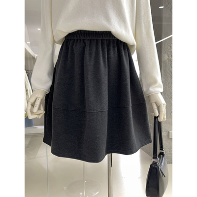 秋冬俏皮可爱花苞中裙呢子半身裙