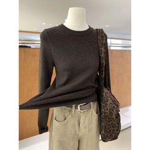 新款 打底毛衣冬季 超百搭圆领针织内搭 纯色细羊毛加厚版 人气基础款