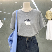 可爱小绵羊毛巾绣圆领短袖 减龄休闲风柔软T恤衫 上衣初夏新款 女装