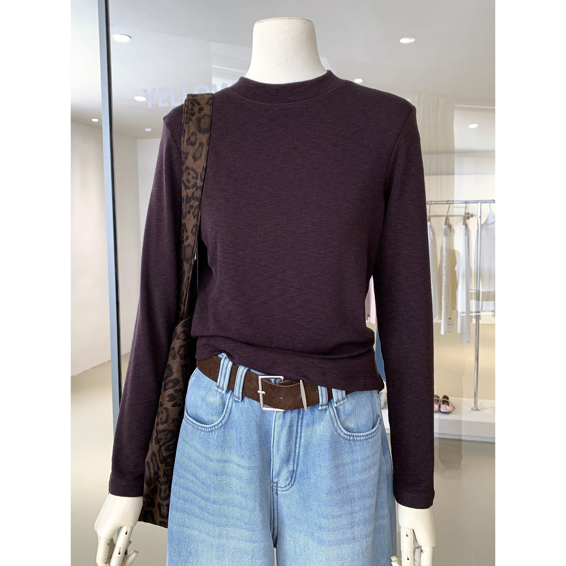 精品雪花细羊绒圆领加绒打底衫