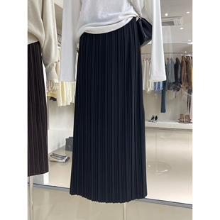 行走 显瘦牙签裙垂顺侧开衩直筒2025秋冬新梨形遮胯半身裙百褶裙
