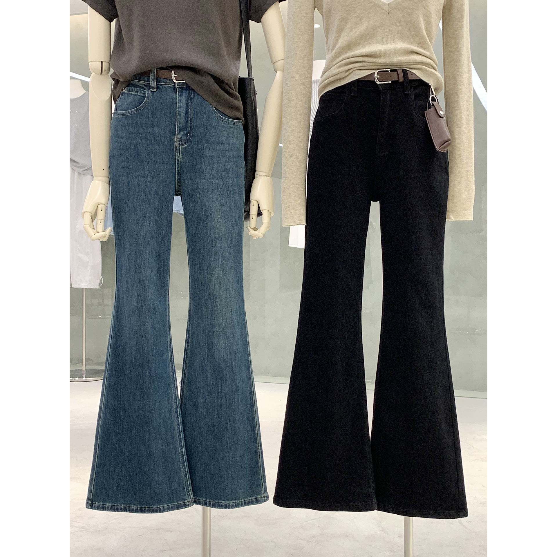 力荐超显瘦高腰微喇牛仔裤马蹄裤