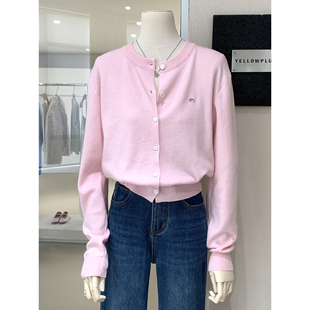 小清新简约治愈六色圆领针织开衫2026早春新柔软亲肤百搭显瘦上衣