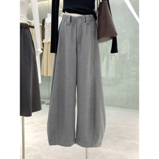 休闲裤 型磨毛呢子廓形感灰色西装 Q261 品质版 清仓捡漏不TUI不换