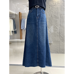 女神感高挑显瘦高腰A字长款 巨好看裙子配腰带 牛仔半身裙2026春季