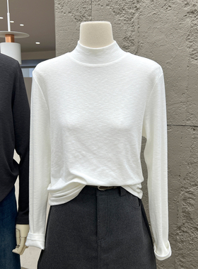 超软糯精品雪花细羊绒基础款大版半高领薄绒打底内搭上衣保暖秋衣