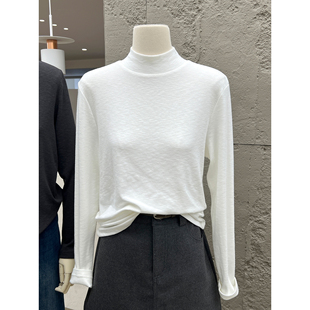 超软糯精品雪花细羊绒基础款大版半高领薄绒打底内搭上衣保暖秋衣