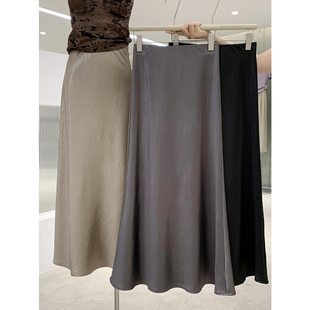高级丝滑光感醋酸缎面半身裙2026春夏新款女装优雅浪漫精致感裙子