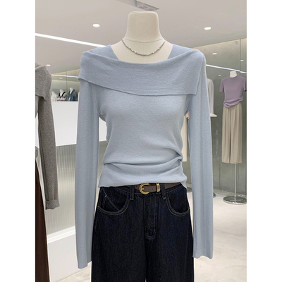 可盐可甜大美妞！一字肩针织衫