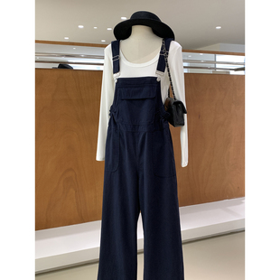 休闲减龄百搭连体裤 新款 2026春季 沉稳高级宝蓝宽松直筒牛仔背带裤