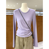 天丝面膜Tee 小衫 亲肤柔软细腻简约风纯色长袖 上衣2026早春新品