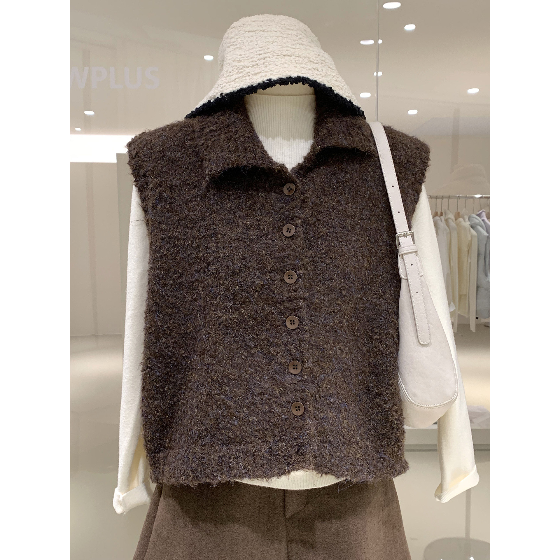 可立领可翻领圈圈针织马甲秋冬