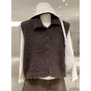 可立领可翻领圈圈针织马甲文艺减龄可爱无袖毛衣叠穿上衣冬季穿搭
