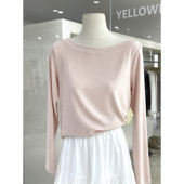 敲软糯竹节棉气质船领长袖 上衣2026早春新温柔简约风可斜肩打底衫