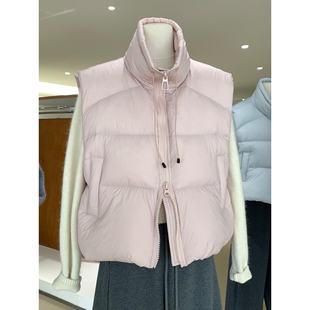 好搭又保暖蓬松可爱泡芙羽绒马甲双拉链立领抽绳开衫上衣冬季穿搭