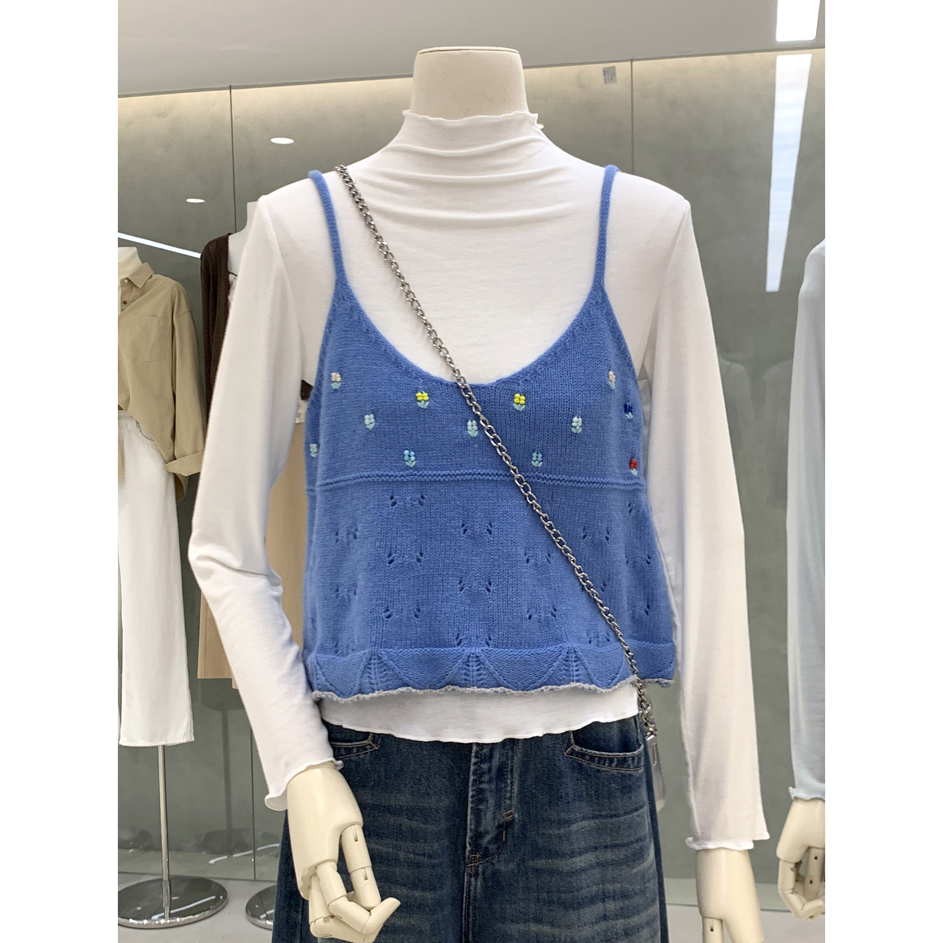 小清新少女感毛线针织吊带叠穿