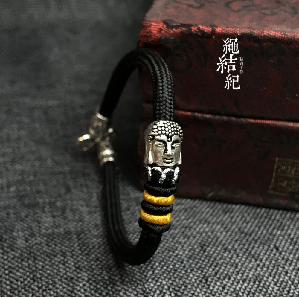 绳结纪手工定制红绳手链925银生肖羊本命佛大日如来男女手绳