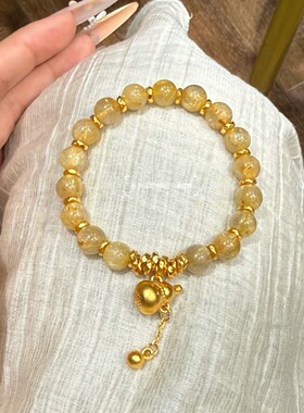 小红书爆款葫芦流苏盘缠手链女轻奢小众设计感仿黄发晶手串女