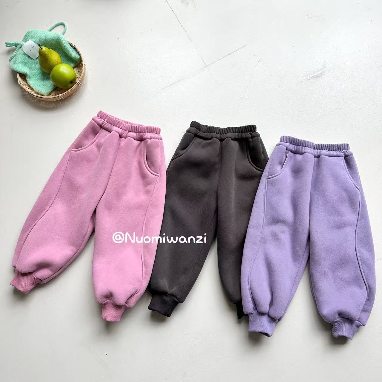 糯米丸子童装女童加绒束脚卫裤2025冬季新款儿童百搭保暖休闲裤子