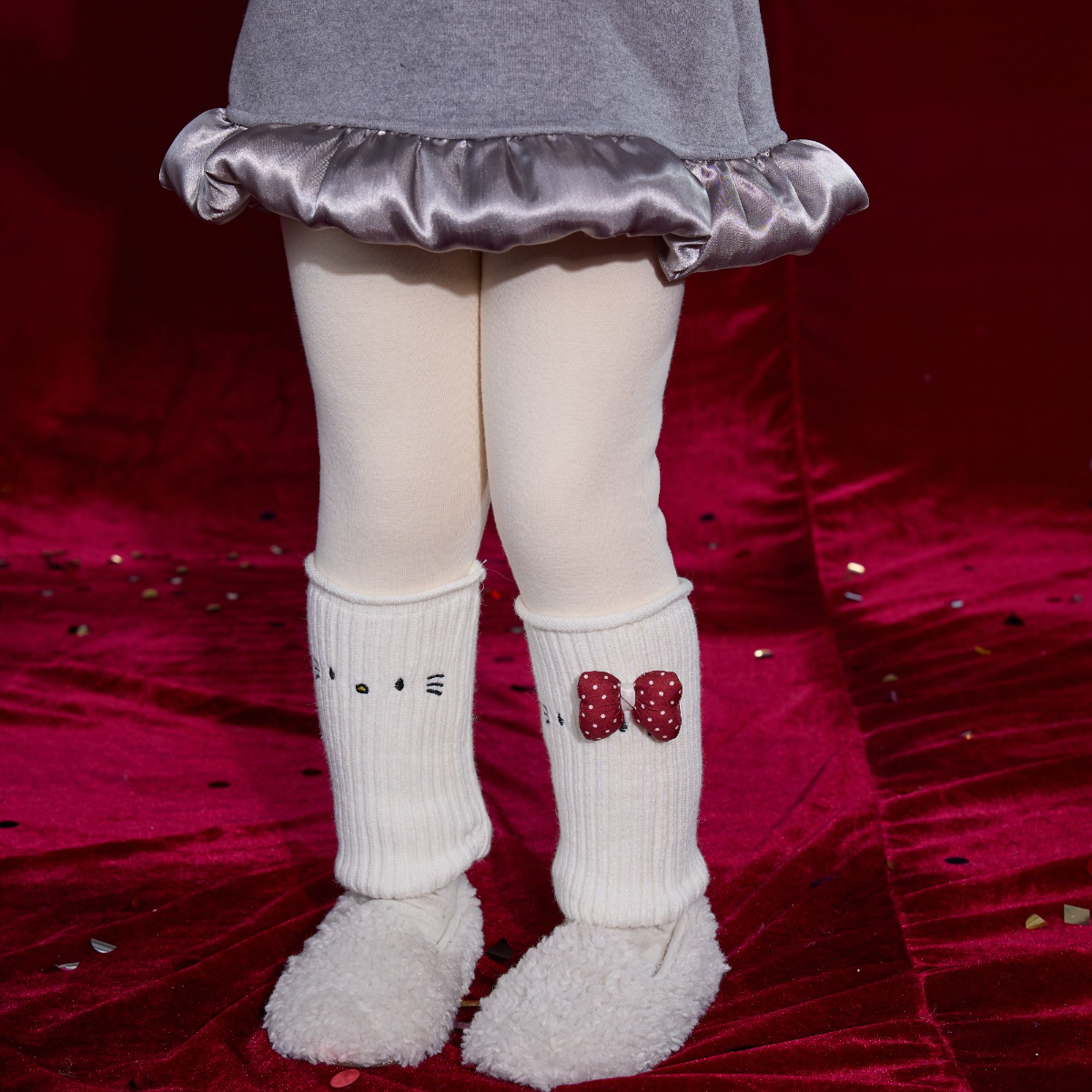 糯米丸子童装女童打底裤2025冬款儿童韩版百搭KT猫加绒打底裤