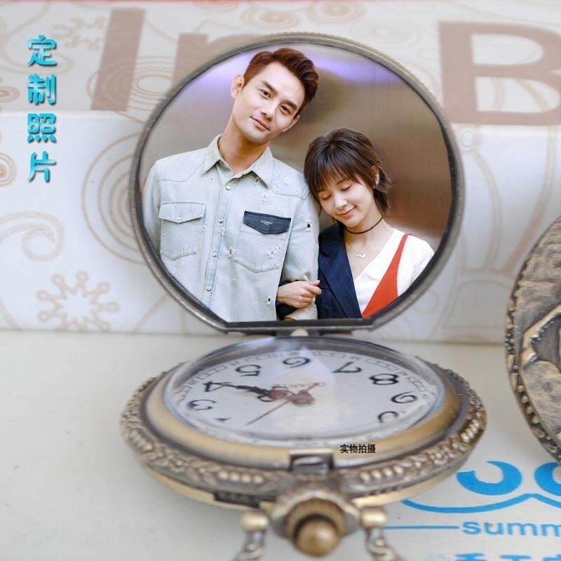 定制照片怀表女项链表学生情侣个性男复古翻盖韩国欧美简约石英表