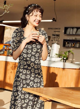 yxly 雪纺碎花法式连衣裙