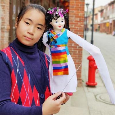 杖头木偶娃娃少数民族藏族水袖研学幼儿园教育具傀儡关节可动人偶