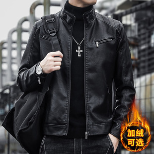 工装外套男士春秋季新款潮流上衣服秋装男装冬季加绒软皮衣夹克