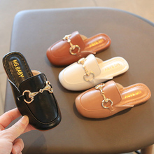 女童包头半拖鞋洋气儿童外穿平底穆勒鞋2025新款百搭中大童凉拖鞋