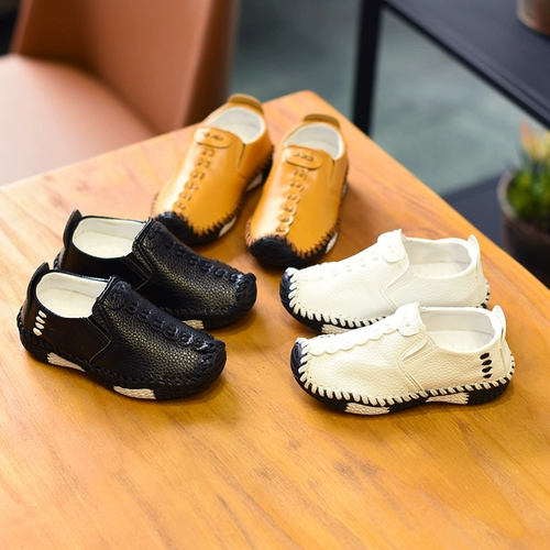 2023 Весенняя корейская версия мальчиков мягкая нижняя кожаная обувь маленькая мальчик одиночная обувь детская досуга 1-12-летняя обувь для детских бобов
