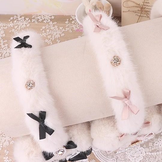 BEADS HANDMADE JAPANESE SWEET MINE HAIRY BIG LOVE BOW WARM EAR PROTECTOR EARMUFFS EAR COVER EARMUFFS