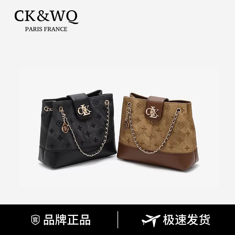小CK&WQ官网专柜托特包包女式新款今年美拉德刺绣大容量时尚百搭