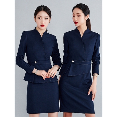 独特漂亮冬装一整套高端职业装西装套装裙女春酒店前台会务接待美