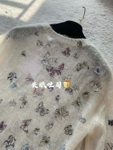 针织衫 甜美可爱蝴蝶结刺绣薄款 毛衣 26K早春 Bread进口羊绒桑蚕丝