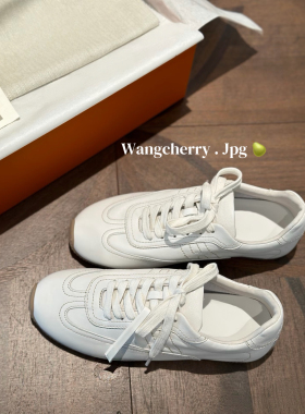 Cherry进口羊皮/26K春夏时髦复古休闲百搭圆头系带德训鞋阿甘鞋女
