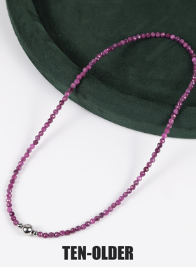 天然红宝石项链磁扣新中式小众高级感锁骨链马年极细小米珠choker