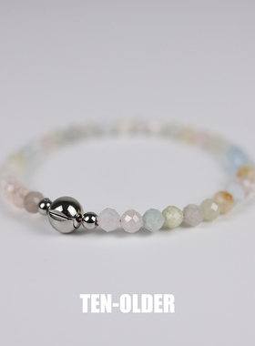 天然摩根石手链磁吸扣感应不掉色小众设计可叠戴手串女闺蜜款