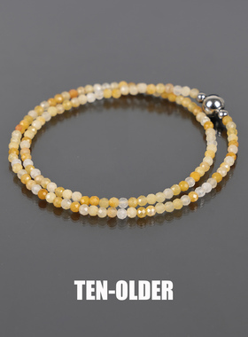 小香风马年磁扣项链天然黄东陵玉珠子磁扣锁骨链国风高级感choker