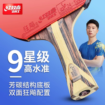 DHS/红双喜乒乓球拍9星专业级黑檀芳碳正品拍狂飙王7七星八星速度