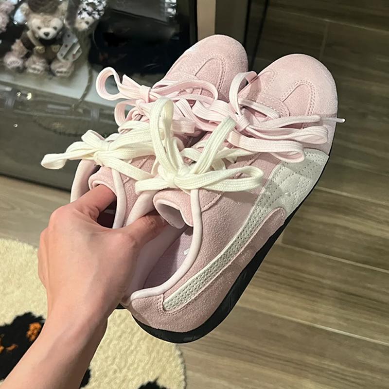 粉色鞋带蕾丝芭蕾风diy时尚潮搭