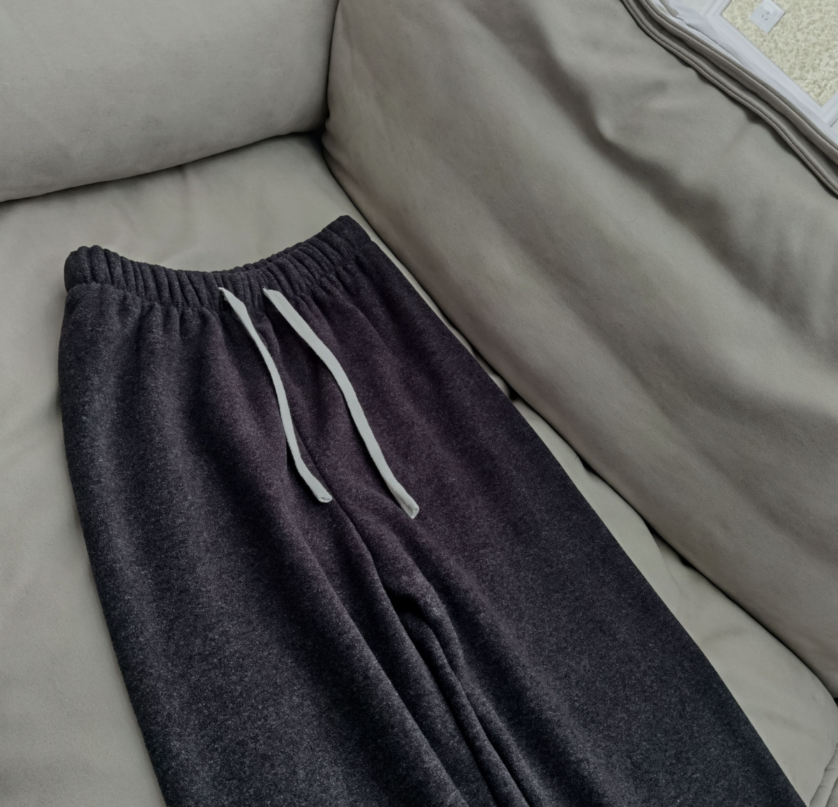 加厚糯米裤加绒阔腿裤垂坠抗皱直筒休闲拖地显瘦裤子