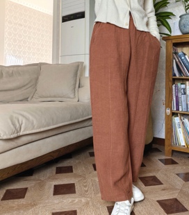 秋冬厚款100%天然纯麻砂洗直筒裤阔腿裤汉麻休闲2025高腰女裤子