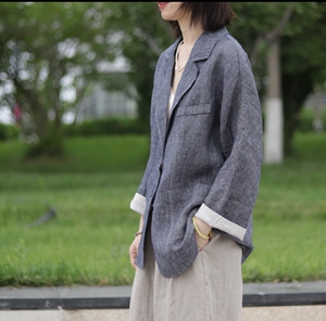 重磅加厚 率性西服人字纹亚麻西服外套秋冬新品