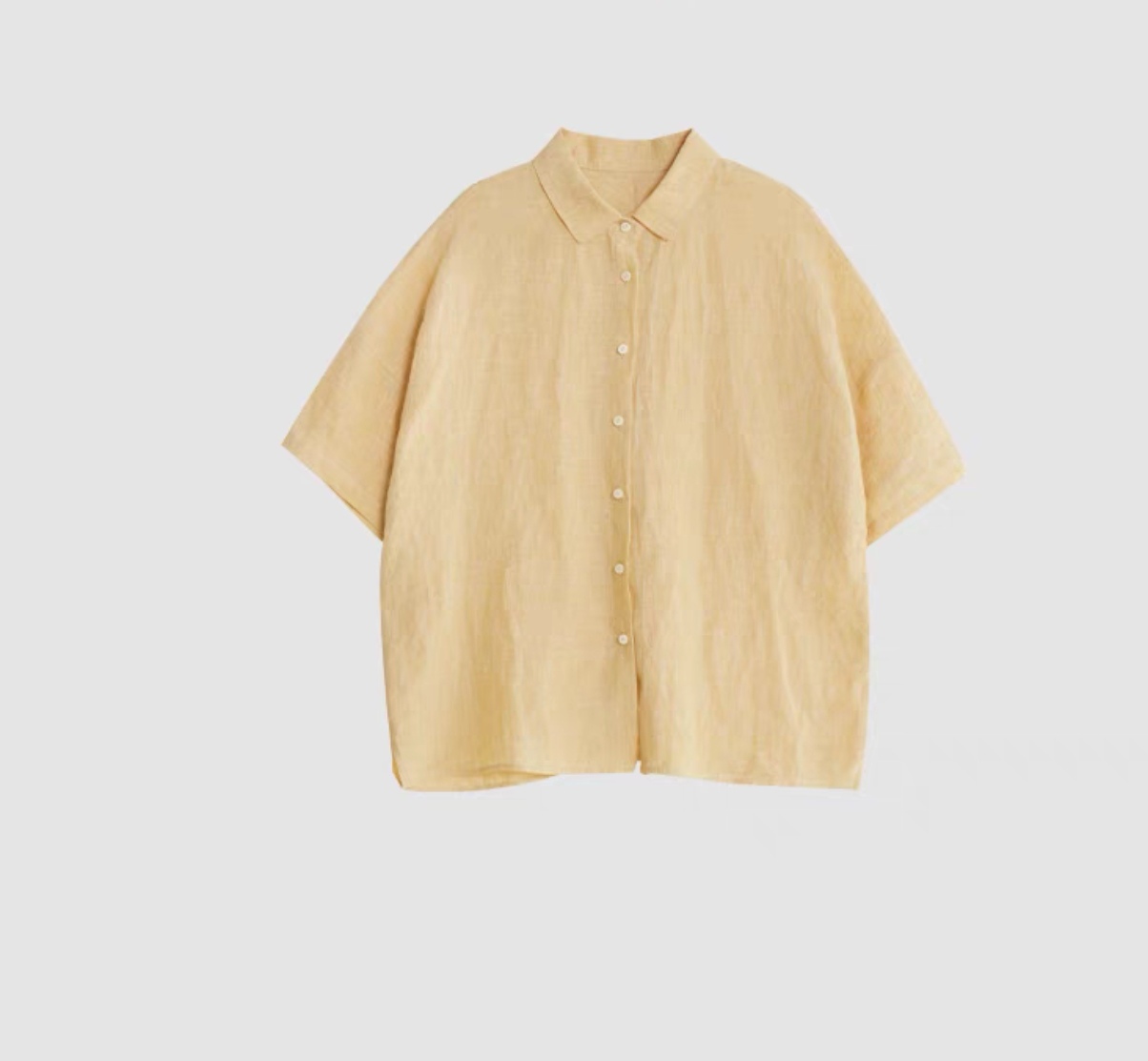 100%汉麻短袖衬衫 凉爽宽松休闲上衣小衫