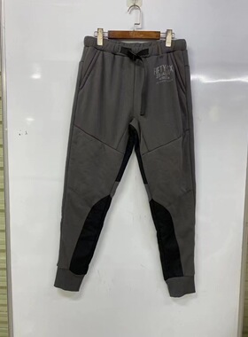 日单样板冬季厚款长裤 深灰色棉布拼接黑色梭织防水面料 内里保暖