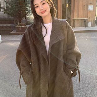 【KAIROS新.澳毛CK】设计高级宽松中长款羊毛大衣立领大衣-20263