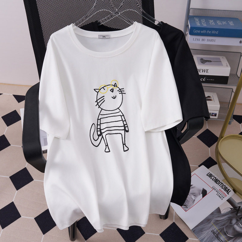 胸围160夏季女装胖MM350斤300斤大码短袖T恤遮肉韩版显瘦宽松上衣