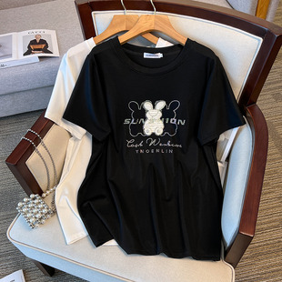 胸围170超大码 夏季 胖mm短袖 T恤上衣胸围160加肥显瘦400斤350 女装