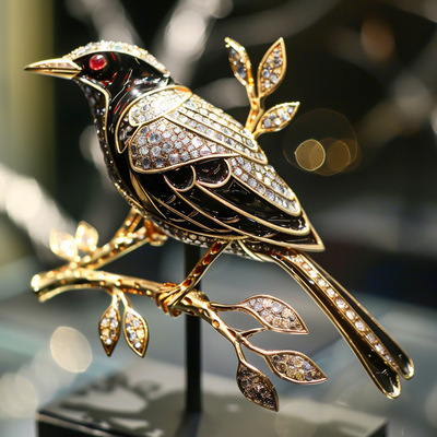 千族银 原创设计小清新动物别针 珐琅麻雀鸟儿胸针配饰